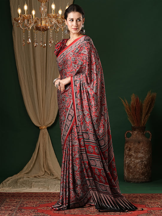 Saree Mall Women's Crepe Maroon Printed Designer Saree With Blouse Piece-MOHAR202A