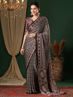 Saree Mall Women's Crepe Black Printed Designer Saree With Blouse Piece-MOHAR204B