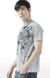 Huetrap Grey Mens Short Sleeve Graphic Printed Tshirt-HT17MKGRAGML00633