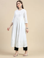 Women Floral White Anarkali Kurta-MRF-1295-White