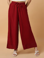 Women Maroon Solid Trouser-MRF-186-Maroon