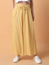 Women Yellow Solid Pleated Loose Fit Trouser-MRF-188-Yellow