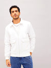 Men White Full Sleeve Front Pocket Jacket