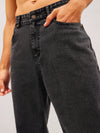 Men Black Washed Basic Relax Fit Jeans