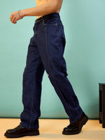 Men Navy Front Detail Oversize Jeans