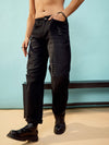 Men Black Washed Distressed Oversize Jeans