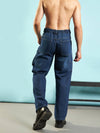 Men Blue Washed Carpenter Loose Fit Jeans