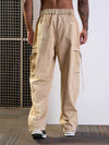 Men Beige Side Pocket Baggy Cargo Jeans-MSJEAN0616