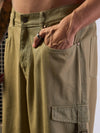 Men Olive Side Pocket Baggy Cargo Jeans-MSJEAN0618