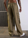 Men Olive Side Pocket Baggy Cargo Jeans-MSJEAN0618