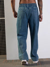 Men Blue Washed Front Zipper Baggy Jeans-MSJEAN0619