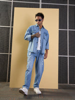 Men Blue Washed Distressed Relax Fit Jeans-MSJEAN0625