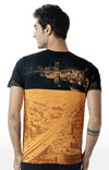 Huetrap Orange Mens Short Sleeve Graphic Printed Tshirt-HT17MKGRABZO00293