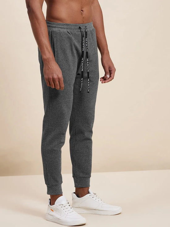 Men's Dark Grey Self Fabric Joggers