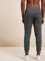 Men's Dark Grey Self Fabric Joggers