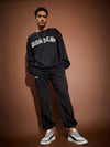 Men Black Basic Oversized Sweatshirt With Joggers