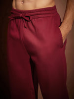 Men Maroon Front Zipper Oversized Sweatshirt With Joggers