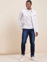 Men's White Denim Jacket Shirt