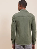 Men's Olive Denim Jacket Shirt