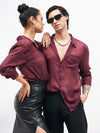 Unisex Maroon Lurex Party Shirt