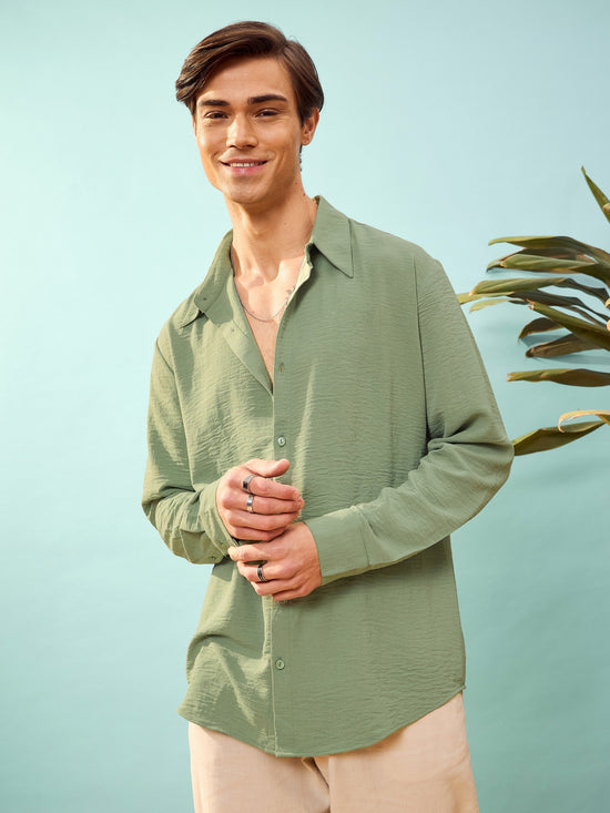 Men Olive Relax Fit Shirt