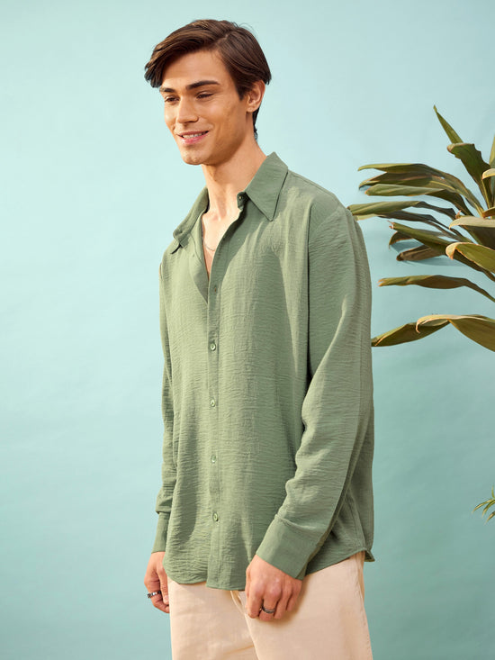 Men Olive Relax Fit Shirt