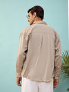 Men Beige Twill Oversize Shirt