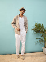 Men Beige Twill Oversize Shirt