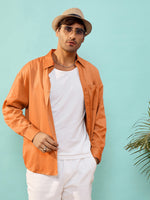 Men Rust Twill Oversize Shirt