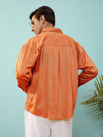 Men Rust Twill Oversize Shirt