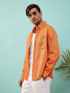 Men Rust Twill Oversize Shirt