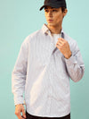 Men Grey & White Stripe Oversize Shirt