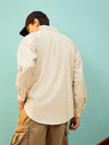 Men Beige & White Stripe Oversize Shirt