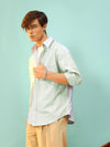 Men Blue & White Stripe Colour Block Oversize Shirt