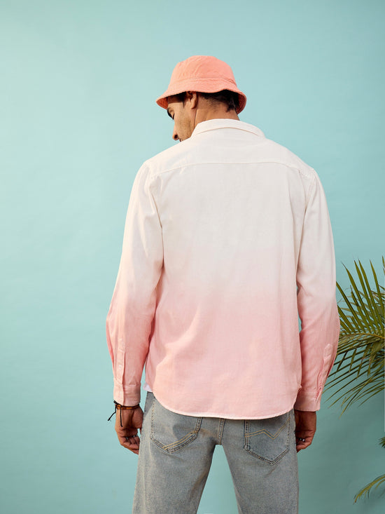 Men Mauve & White Ombre Shirt