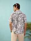 Unisex Grey Tropical Print Relax Fit Shirt