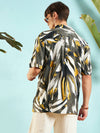 Men White & Grey Abstract Print Relax Fit Shirt