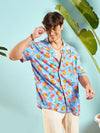 Men Blue Fruit Print Relax Fit Shirt