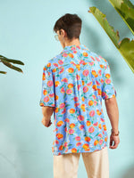 Men Blue Fruit Print Relax Fit Shirt