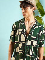 Men Green Abstract Print Relax Fit Shirt
