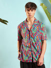 Men Fuchsia Conversational Print Relax Fit Shirt