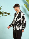 Men White & Black Abstract Print Relax Fit Shirt