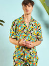 Men Green Multi Colour Geometric Relax Fit Shirt