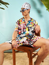 Men White Multi Colour Abstract Print Relax Fit Shirt