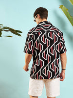 Men Black Geometric Print Relax Fit Shirt