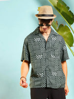 Men Olive Conversational Print Relax Fit Shirt