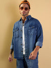 Men Blue Denim Oversize Shacket-MSSHRT20508