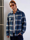 Men Navy & Grey Check Side Pocket Shacket-MSSHRT20511