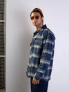 Men Navy & Grey Check Side Pocket Shacket-MSSHRT20511