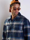 Men Navy & Grey Check Side Pocket Shacket-MSSHRT20511